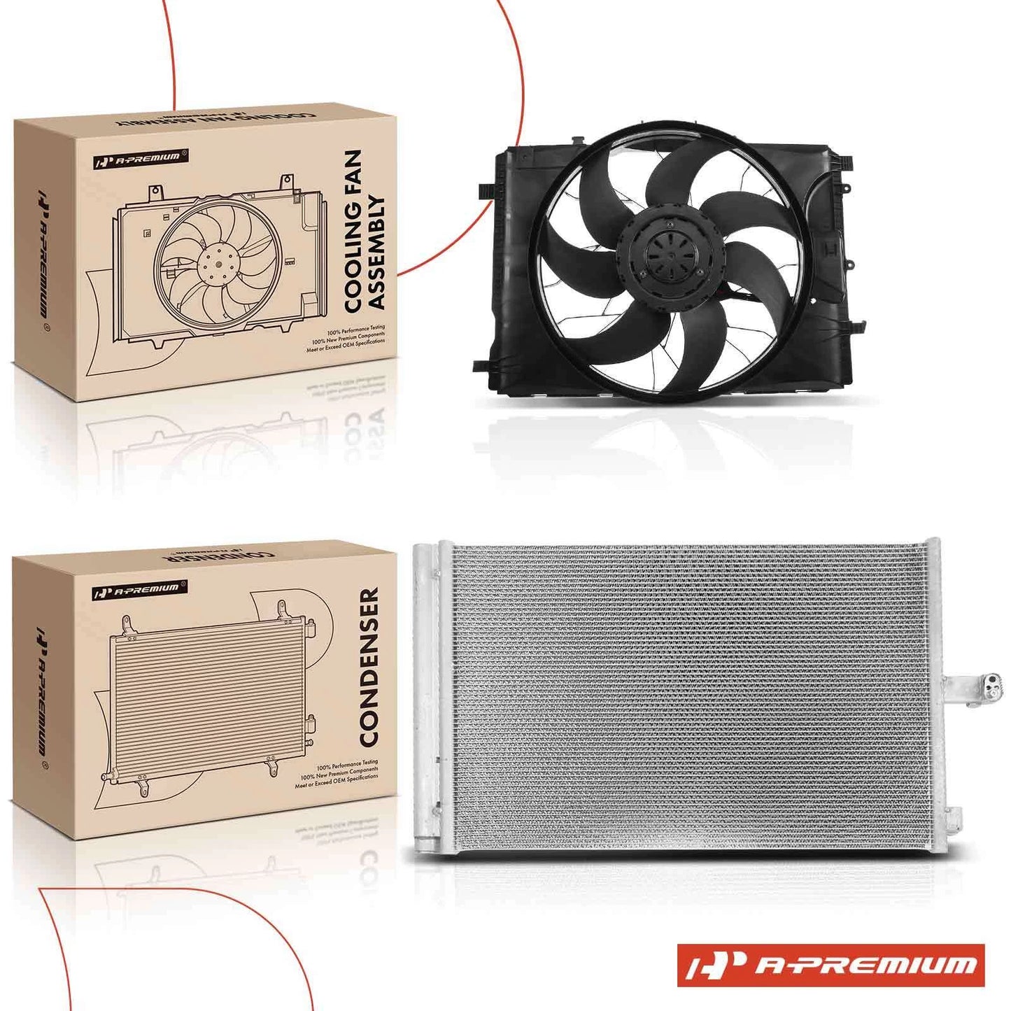 AC condenser and cooling fan assembly kit for Mercedes-Benz E400 (2014–2015)
