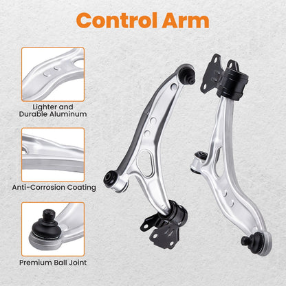 2x Front Suspension Control Arm Kit and Ball Joints for Ford Focus (2013–2018)