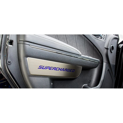 Front Door Badge Set with Yellow Carbon Fiber Supercharged Inlay for Charger (2011–2015)