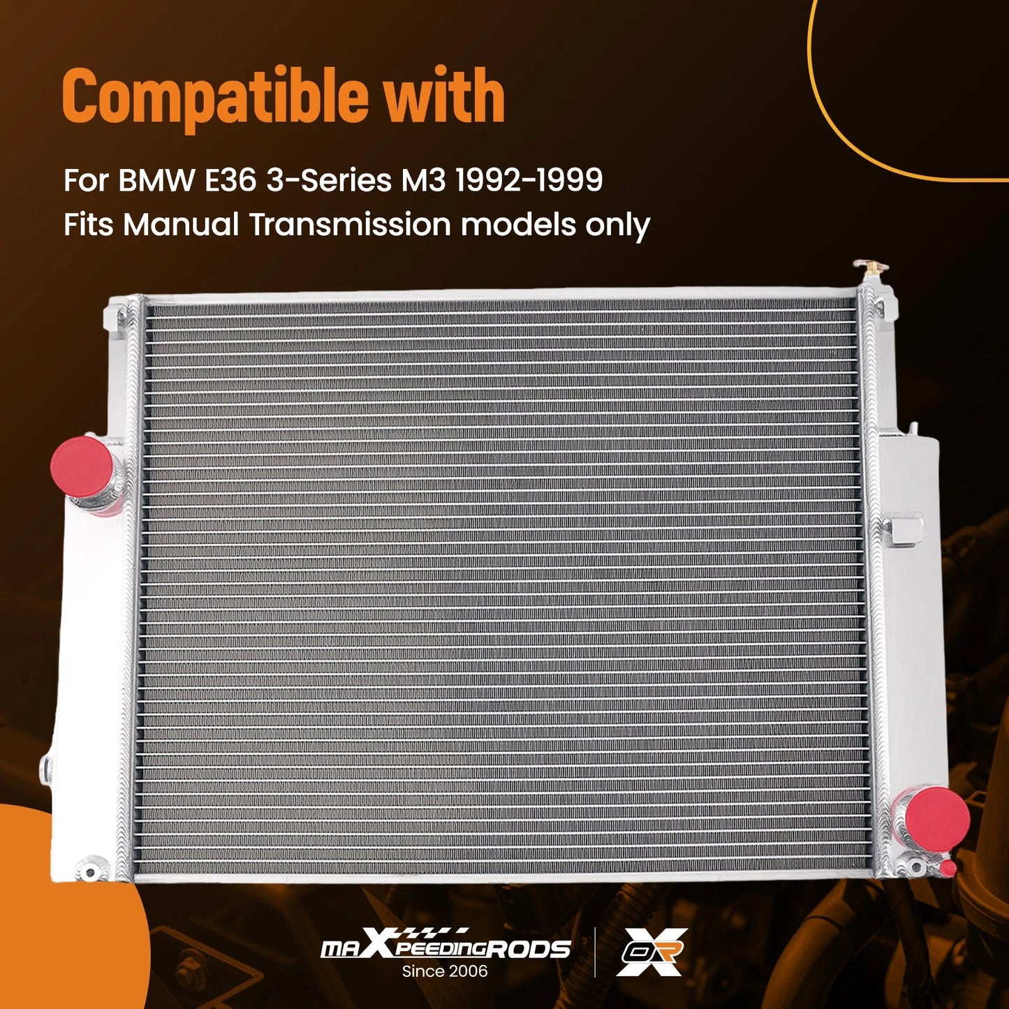 Aluminum Radiator for BMW E36 M3 (1992–1999) Manual Trans (2-Row)