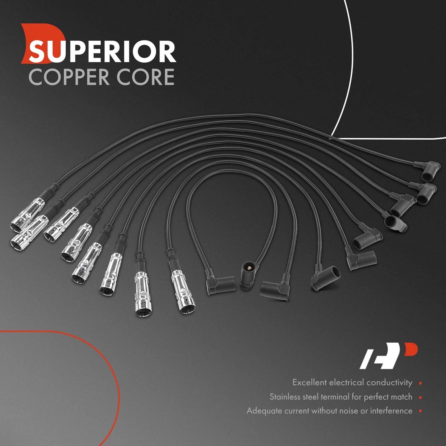9x Spark Plug Wire Set for Mercedes-Benz 420SEL 560SEL 560SEC (1986–1991)
