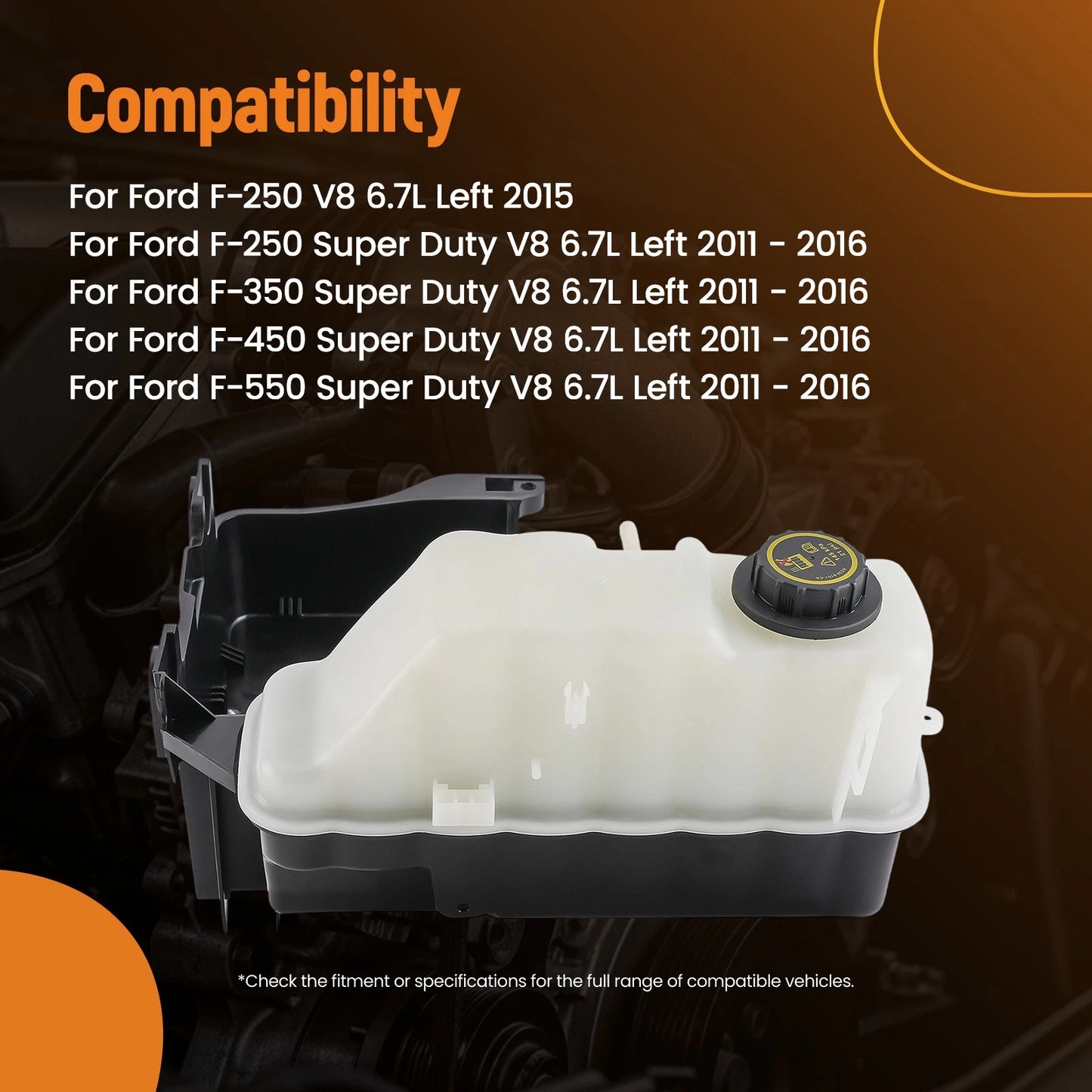 Coolant Reservoir Expansion Tank for Ford F-250/F-350/F-450/F-550 (2011–2016)
