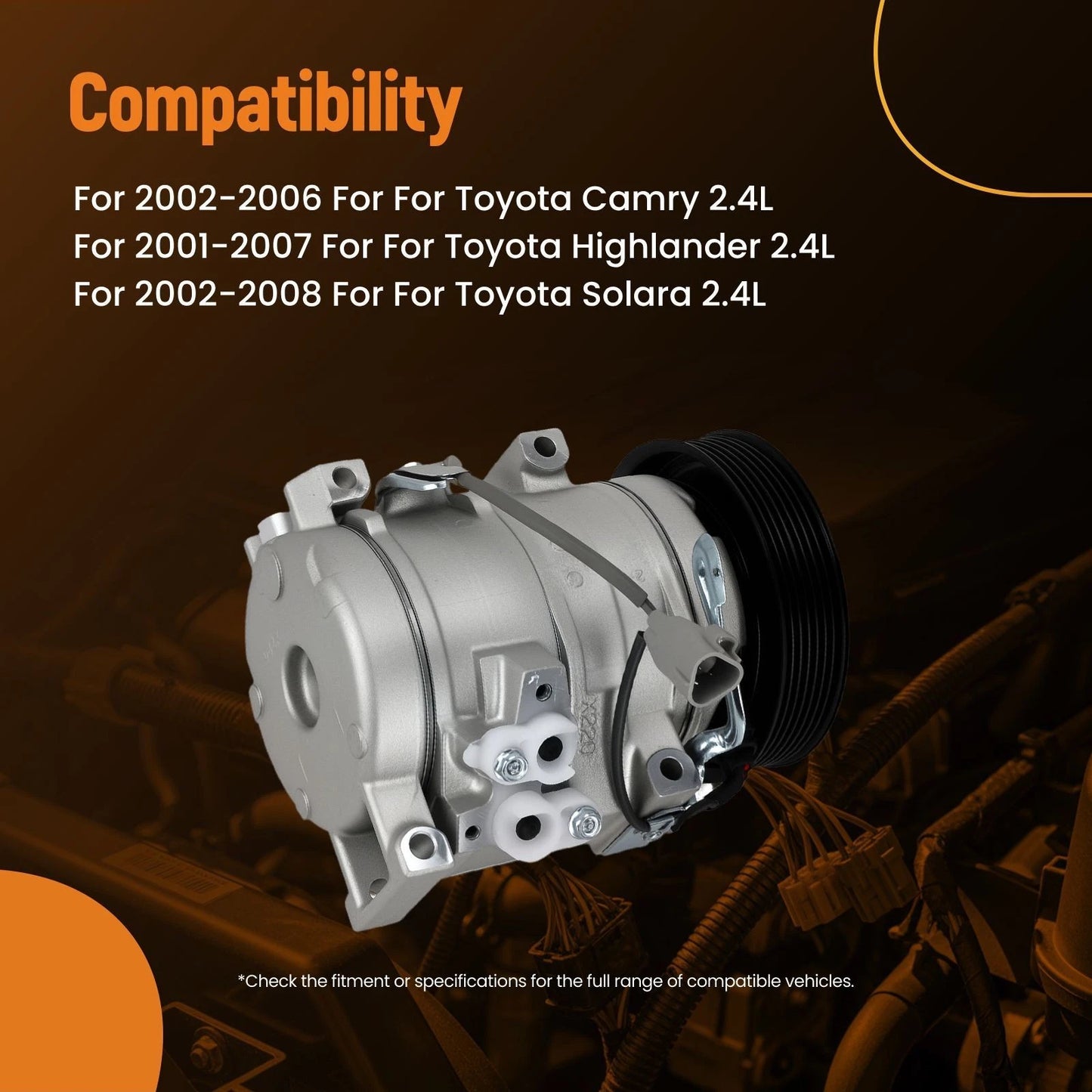 AC Compressor with Clutch for Toyota Camry 2.4L (2002–2006)