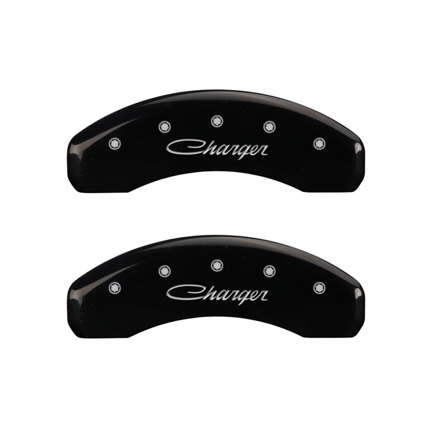 Caliper Covers Set of 4 Gloss Black Cursive for 2006-2018 Dodge Charger by MGP