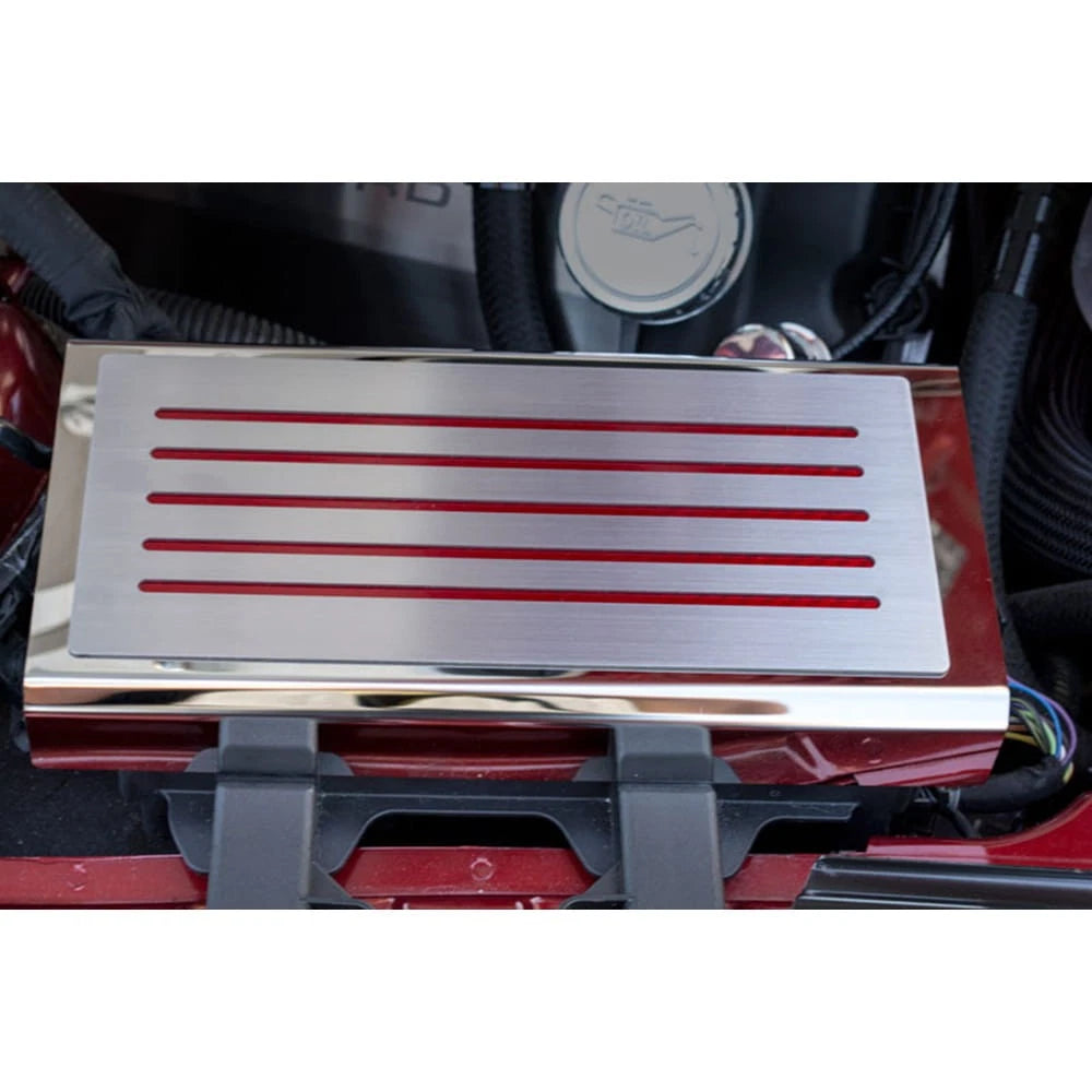 Fuse Box Cover w/White Carbon Fiber Inlay&Brushed Top Plate for 15-16 Mustang GT