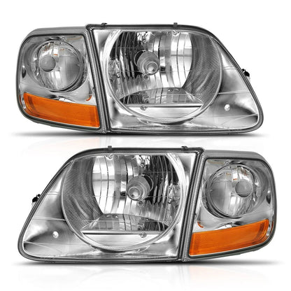 Clear Lens Crystal Headlight Set w/Parking Light for 1997-2003 Ford F-150 [G2]