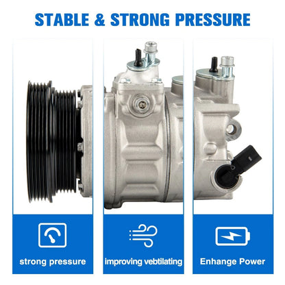 AC Compressor For VW Jetta Golf Passat (2005–2014) Double Pulley New