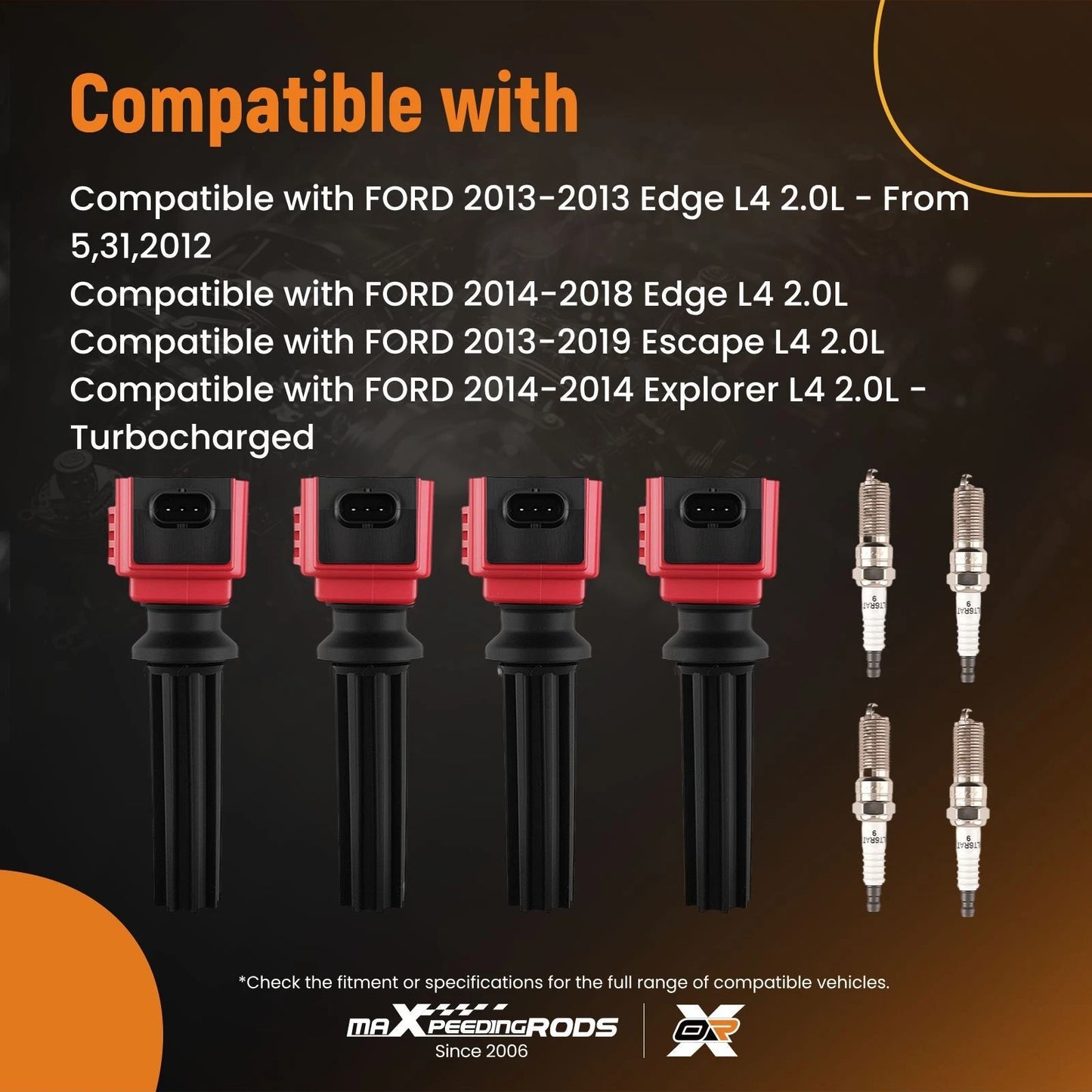 Ignition Coils and Iridium Spark Plugs for Ford Mustang 2.3L (2015–2019)