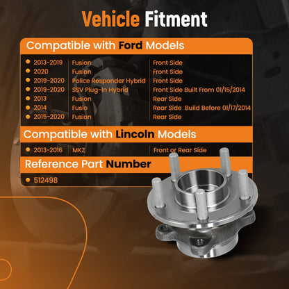 Front Rear Wheel Hub Bearing for Ford Fusion and Lincoln MKZ (2013–2020)