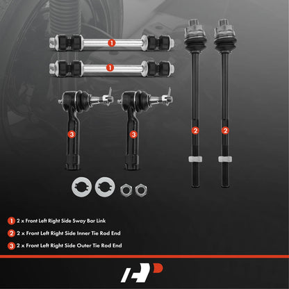 6X Front Sway Bar End Links & Tie Rod Ends for Chevrolet GMC