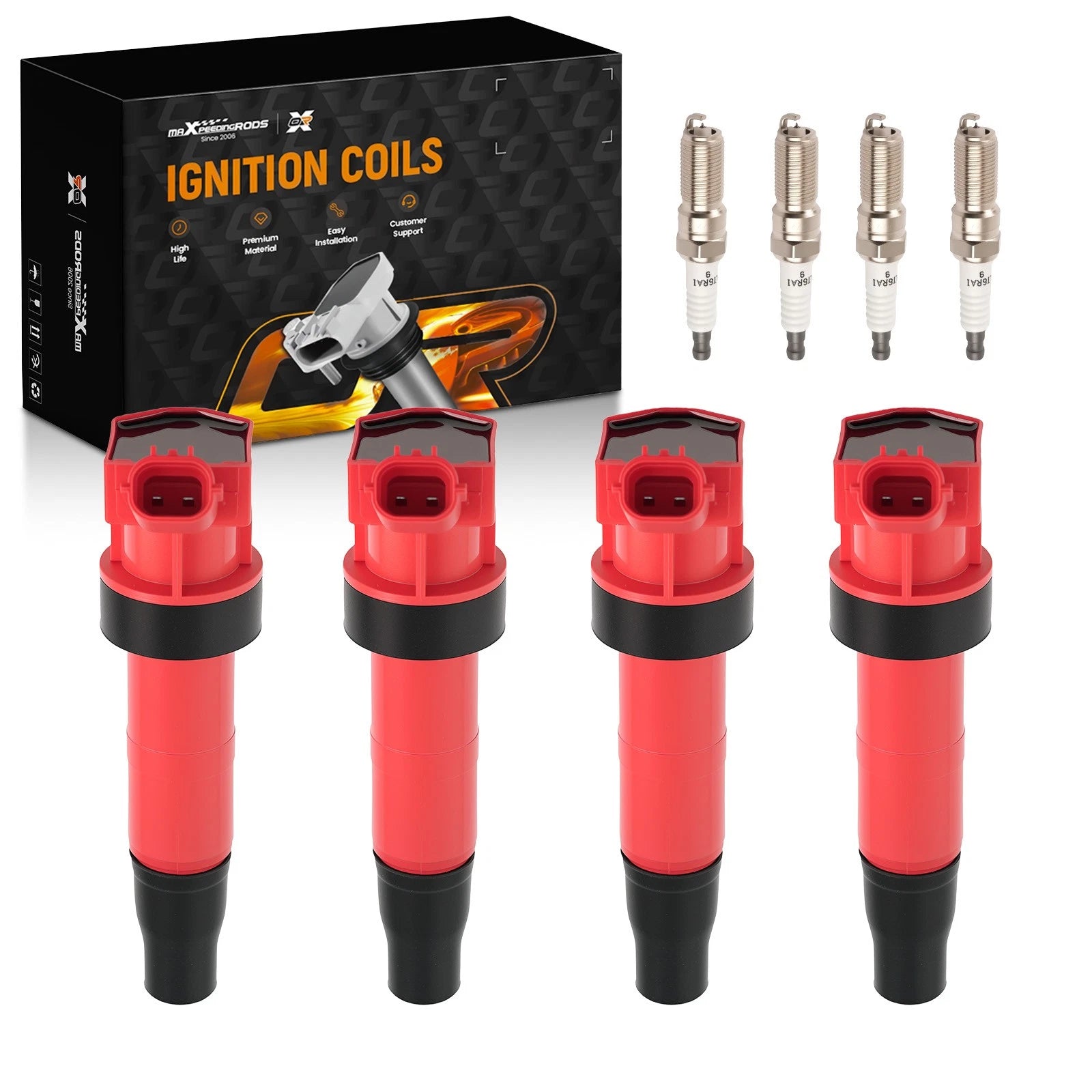 4x Ignition Coil and Spark Plug for Kia Borrego Rondo 2009–2011