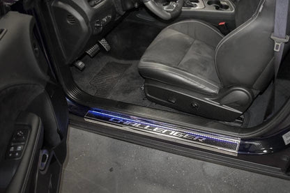 Carbon Fiber Door Sill with Blue LEDs For 2008-2019 Dodge Challenger