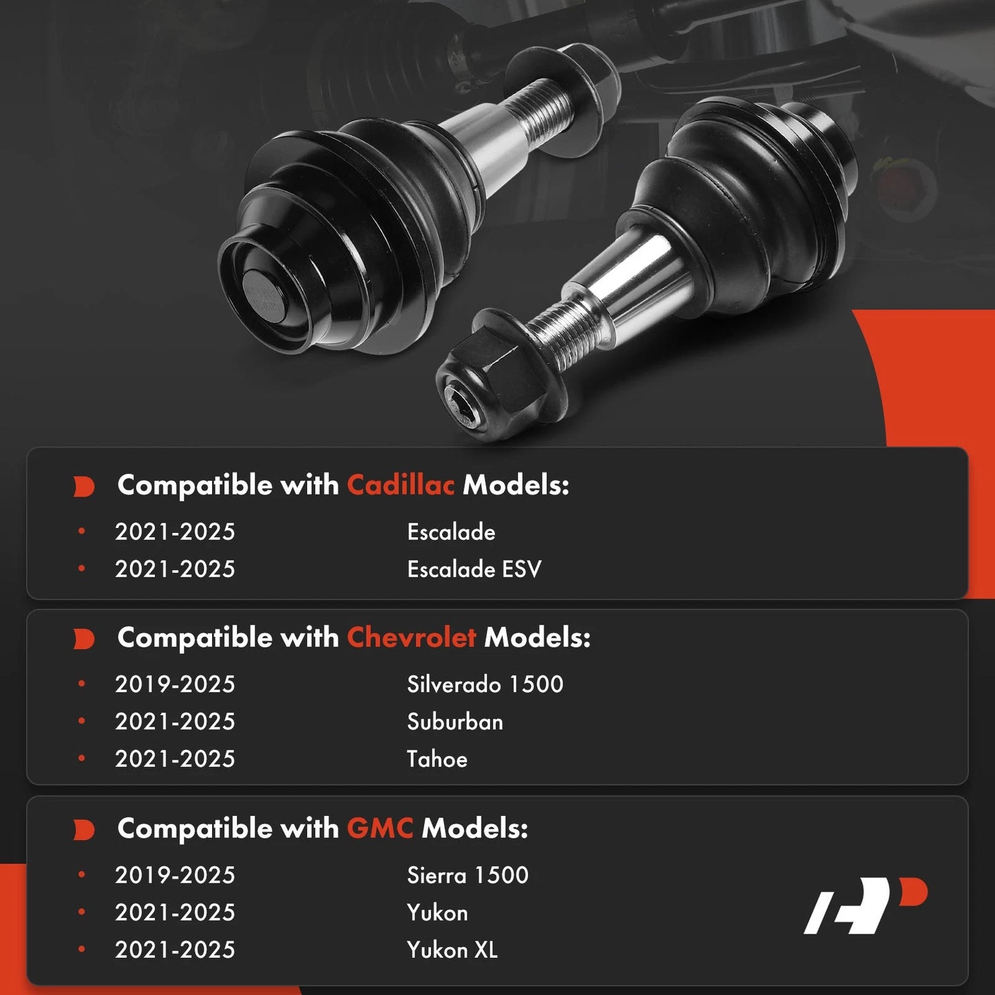 2X Front Lower Side Ball Joint for Chevrolet Silverado 1500 (2019–2025)