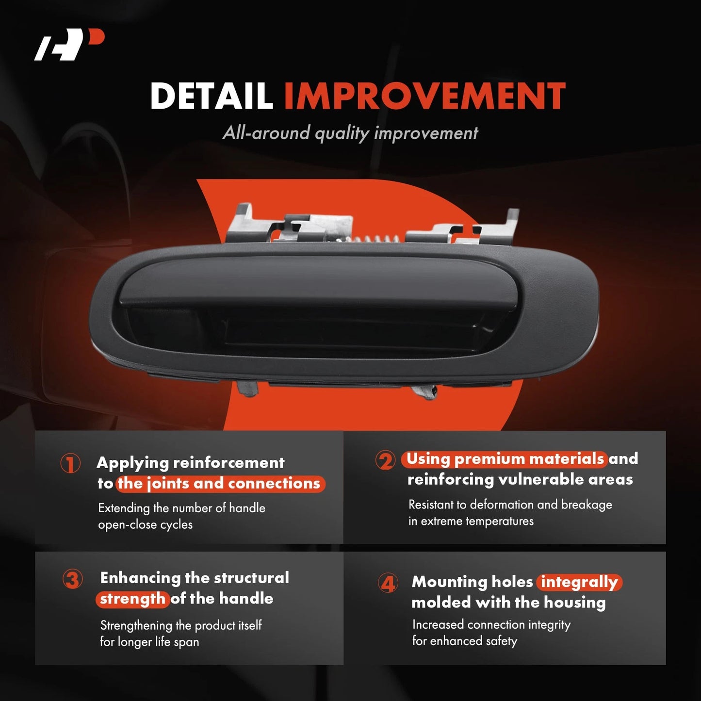 2X Rear Texture Black Exterior Door Handle for Chevy Prizm (1998–2002)