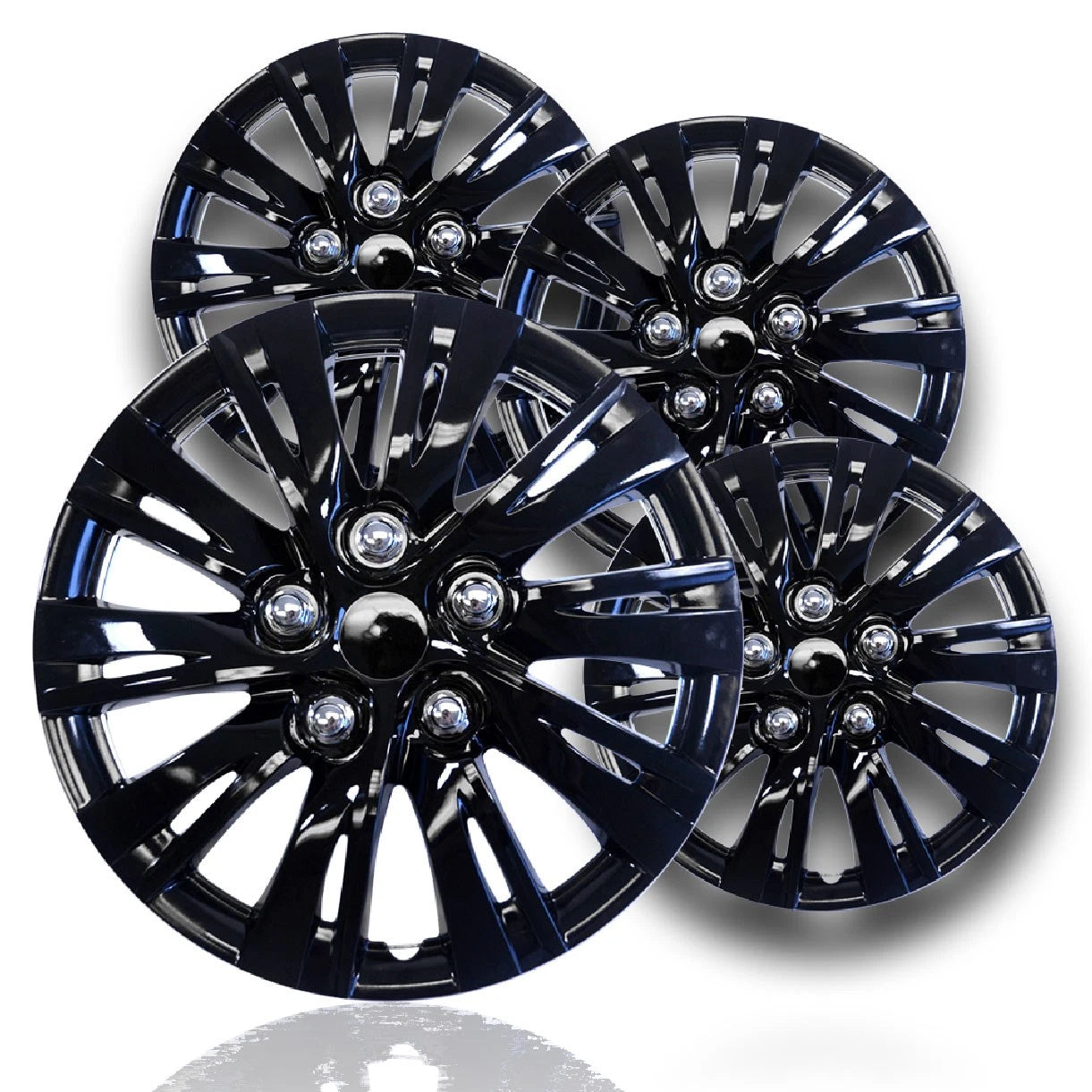 15" Gloss Black Hubcaps Snap On Wheel Covers fits Steel Rims for R15 tires
