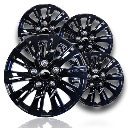 15" Gloss Black Hubcaps Snap On Wheel Covers fits Steel Rims for R15 tires