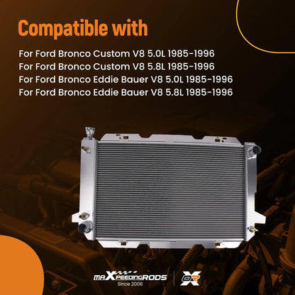 3-Row Radiator for Ford F-150 F-250 F-350 Bronco V8 (1985–1997)