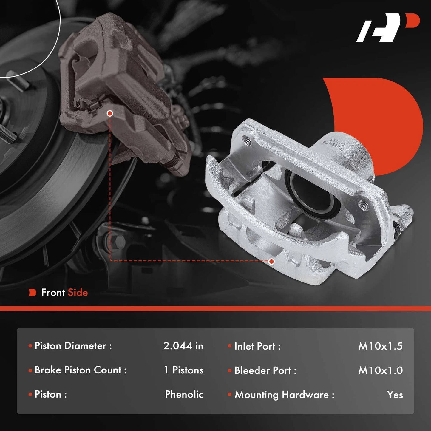 2X Front Brake Caliper with Phenolic Piston for Chevy Spark (2016–2022)