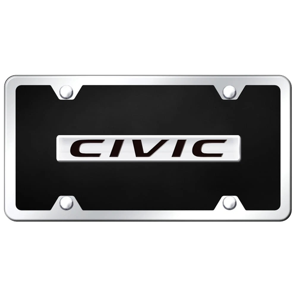 Chrome on Black Acrylic License Plate Kit - Officially Licensed for Honda Civic