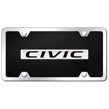 Chrome on Black Acrylic License Plate Kit - Officially Licensed for Honda Civic