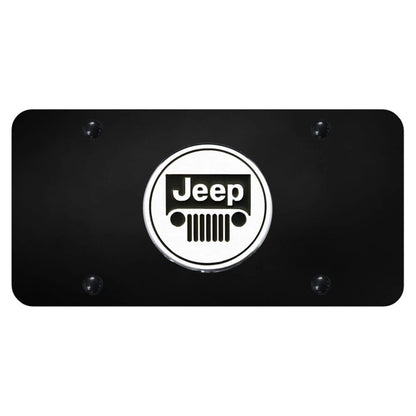 Chrome Logo on Black License Plate - Officially Licensed for Jeep
