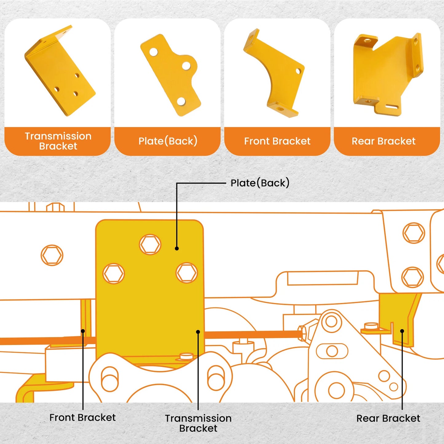 Hydro Transmission Brackets Kit for Hustler Zero Turn Mower Raptor SD (2000–2008)