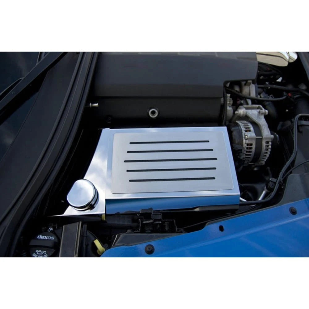 Polished Fuse Box Cover w/Blue Carbon Fiber Inlay for 2014-19 Chevy Corvette Z06