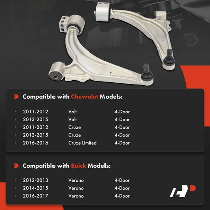 2X Control Arm and Ball Joint Assembly Front Lower for Chevy Cruze (2011–2019)