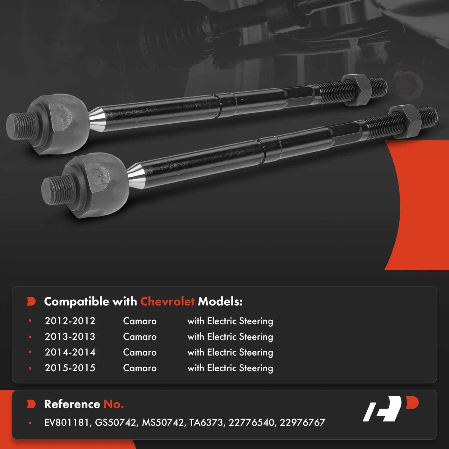 2X Front Inner Tie Rod End for Chevrolet Camaro (2012–2015)