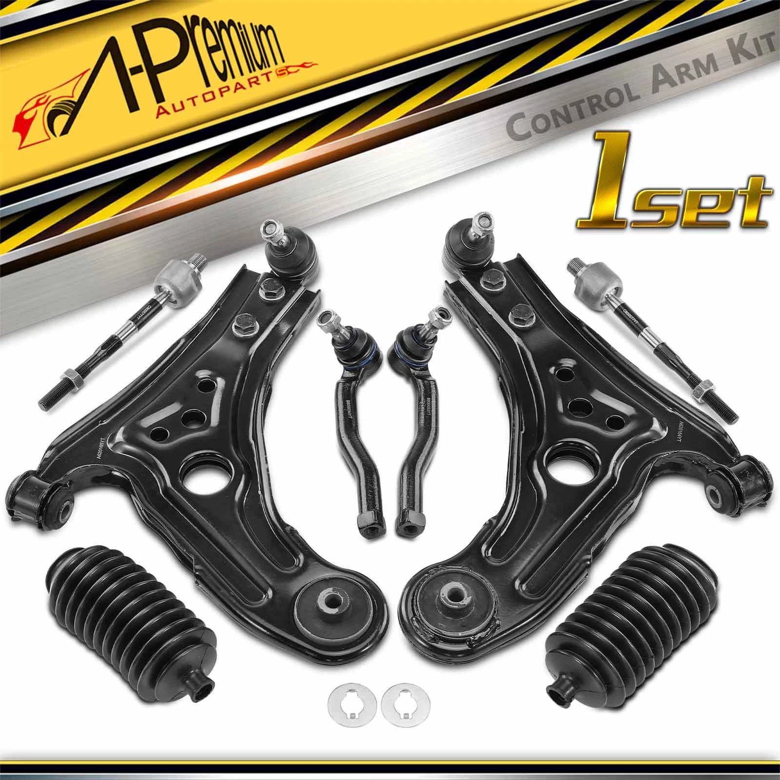 8x Front Control Arm with Ball Joint Tie Rod Kit for Aveo G3 (2004–2011)
