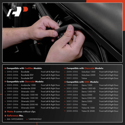2X Front Door Weatherstrip Seal for Chevy Silverado 1500
