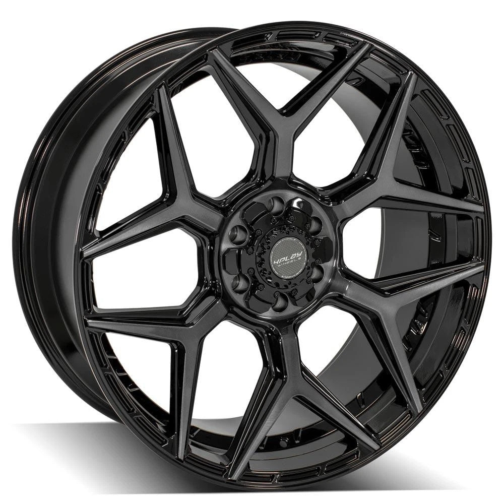 Gloss Black Wheel with Brushed Face for 1988–2000 Chevy C2500 (24 Inch)