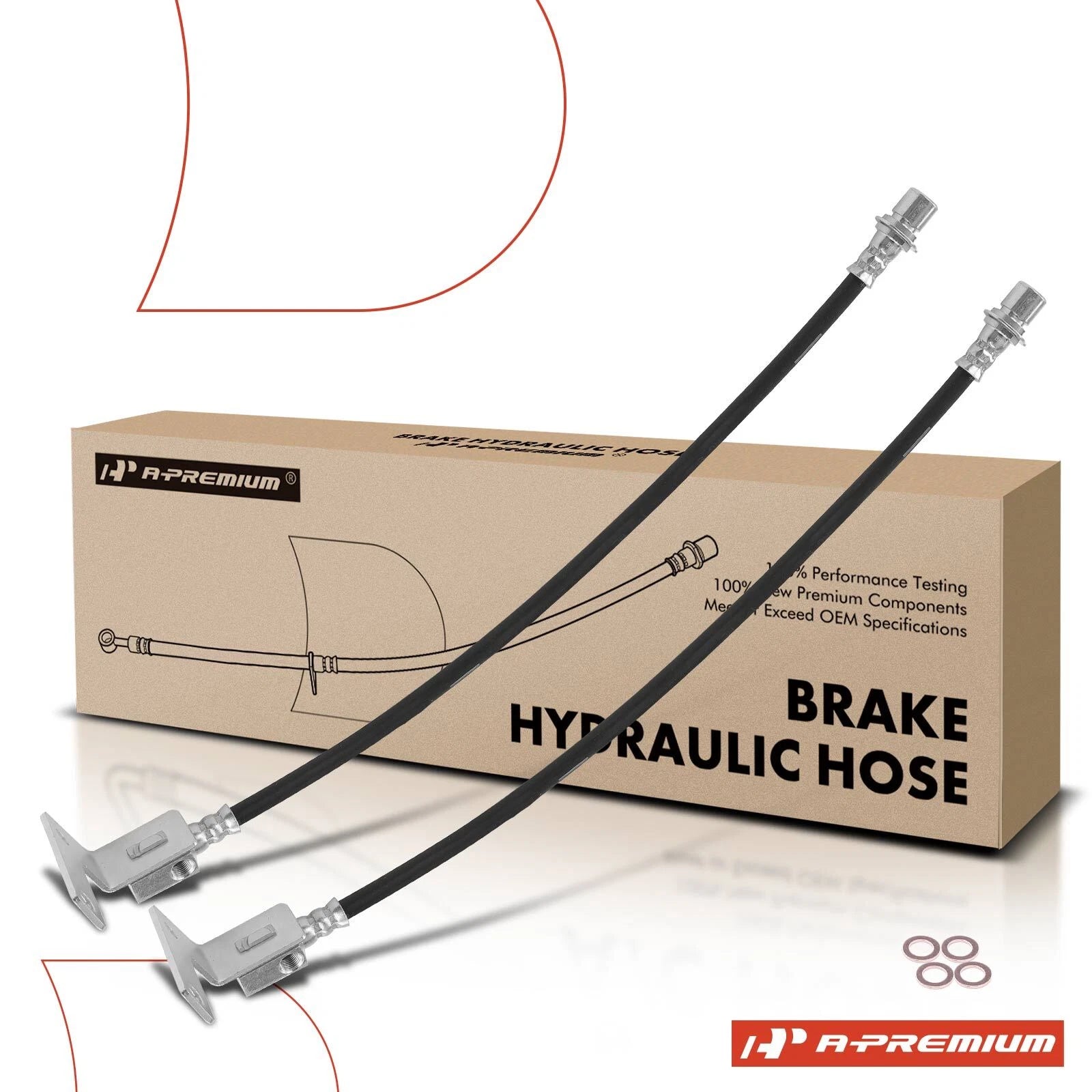 2X Rear Inner Brake Hydraulic Hose for Chevy Silverado 3500 HD (2011–2014)