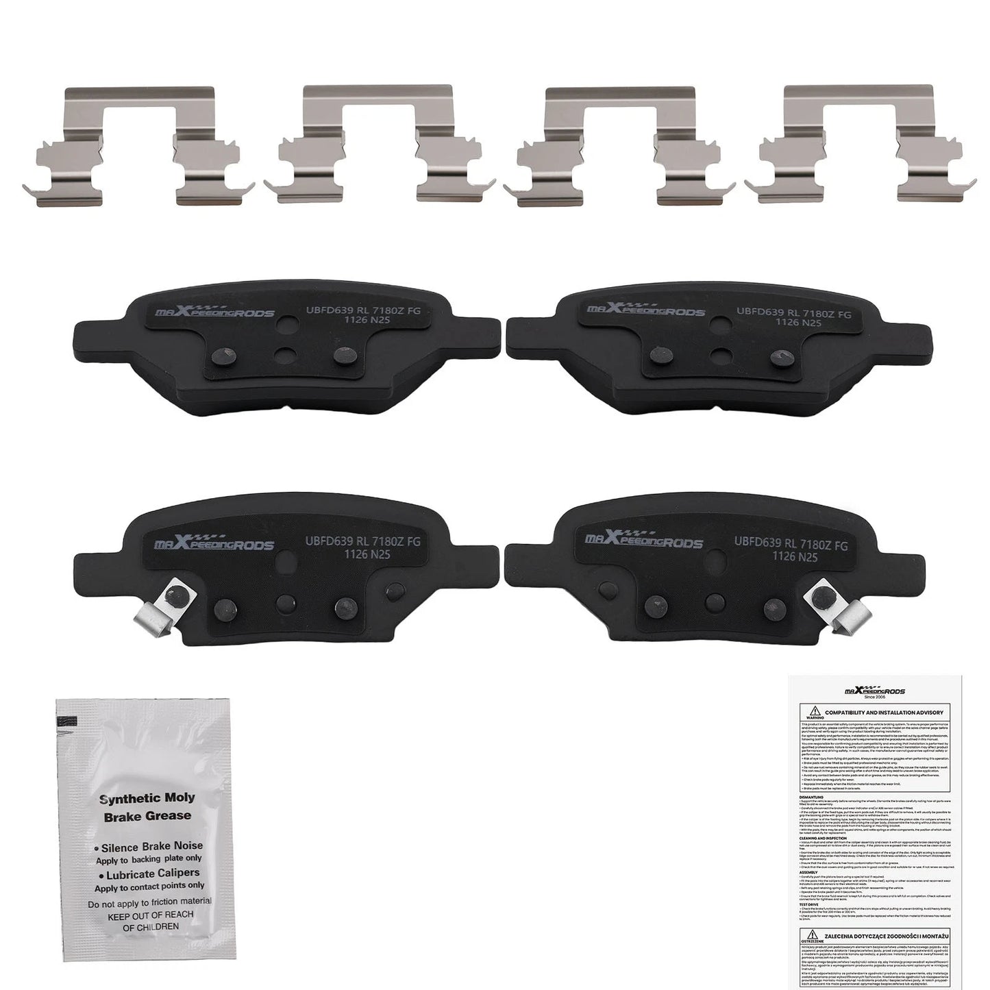 4PCS Rear Ceramic Brake Pads for Pontiac G5 G6 Pursuit Saturn Aura Ion (2007–2010)