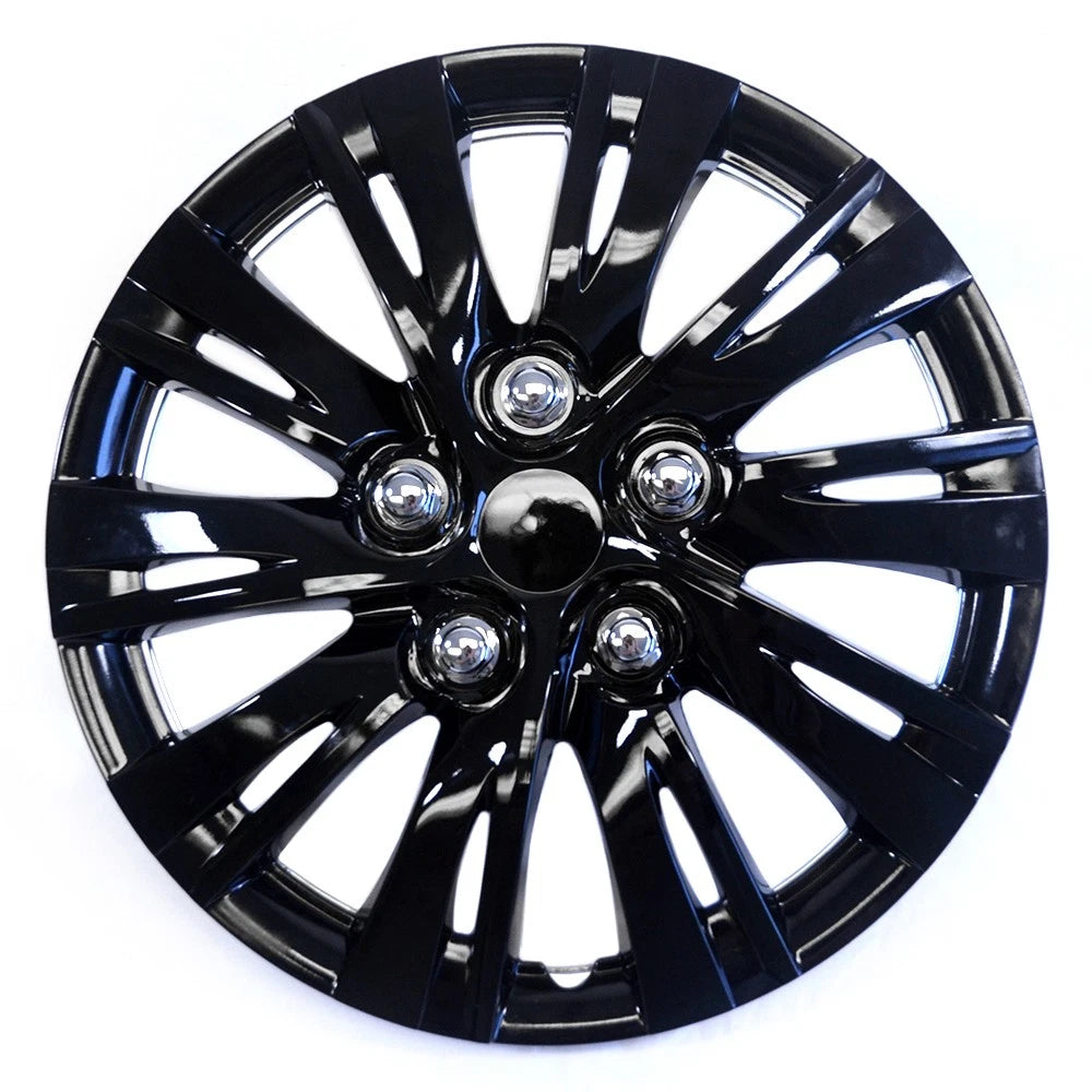 15 inch Gloss Black Hubcaps Snap On Wheel Covers for Steel Rims (R15)