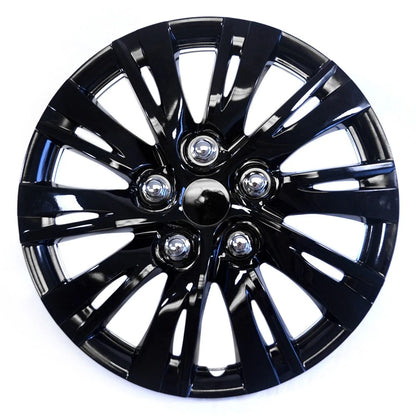 15 inch Gloss Black Hubcaps Snap On Wheel Covers for Steel Rims (R15)