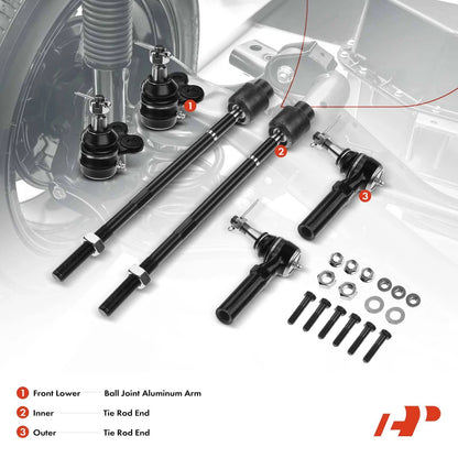 6x Tie Rod Ends & Ball Joints for Pontiac Grand Prix (2004–2007)