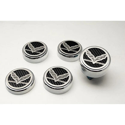 Cap Cover Set 5pc White Carbon Fiber for 2016–2019 Corvette GS