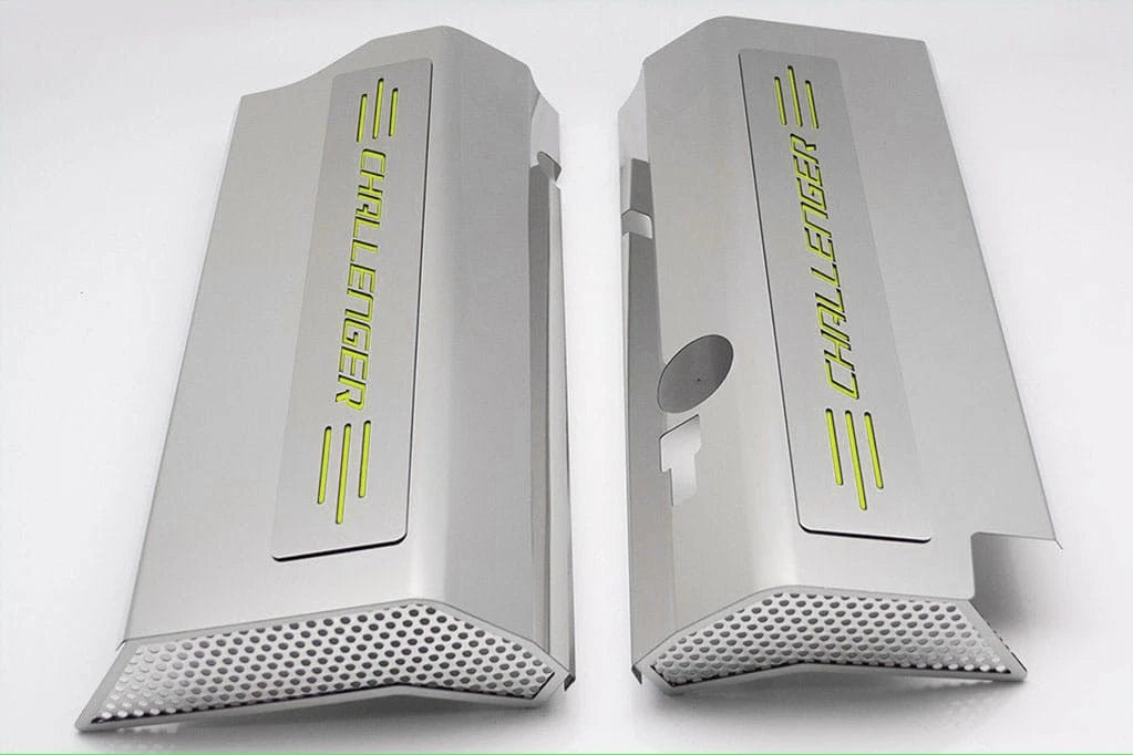 Fuel Rail Covers w/Sublime Green "Challenger" Inlay for 2008-11 SRT8 w/AM Intake