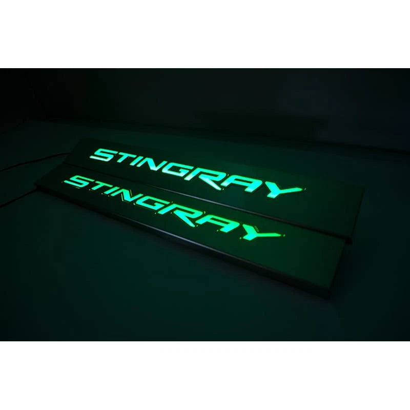 Door Sill Kit Replacement with Green LED for Chevrolet Corvette (2014–2019)