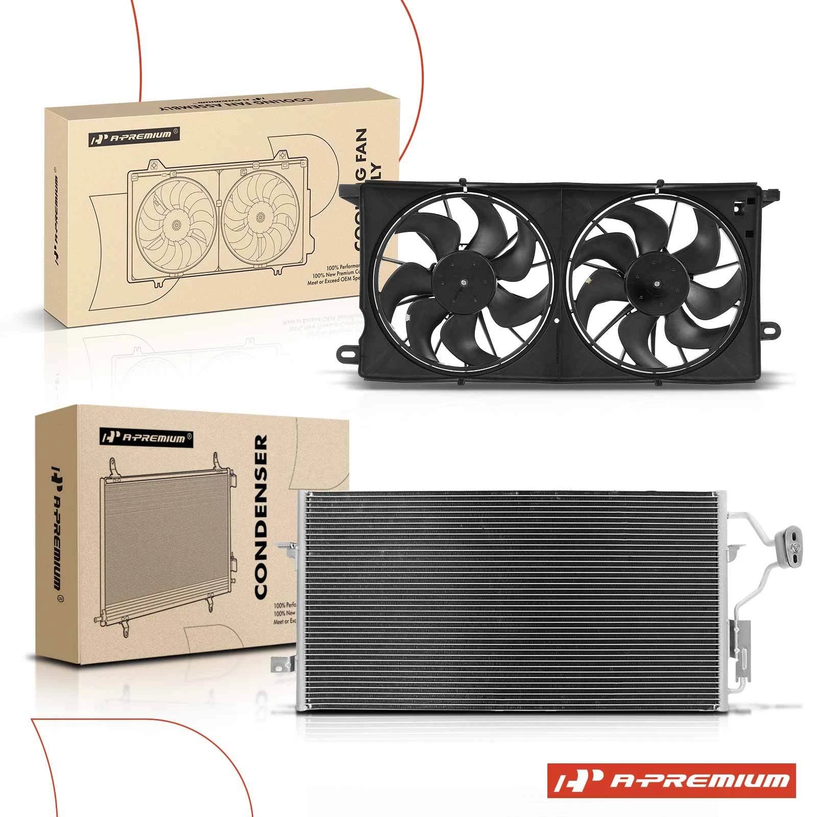 2X AC Condenser & Dual Cooling Fan Assembly for Buick Park Avenue (1991–1996)