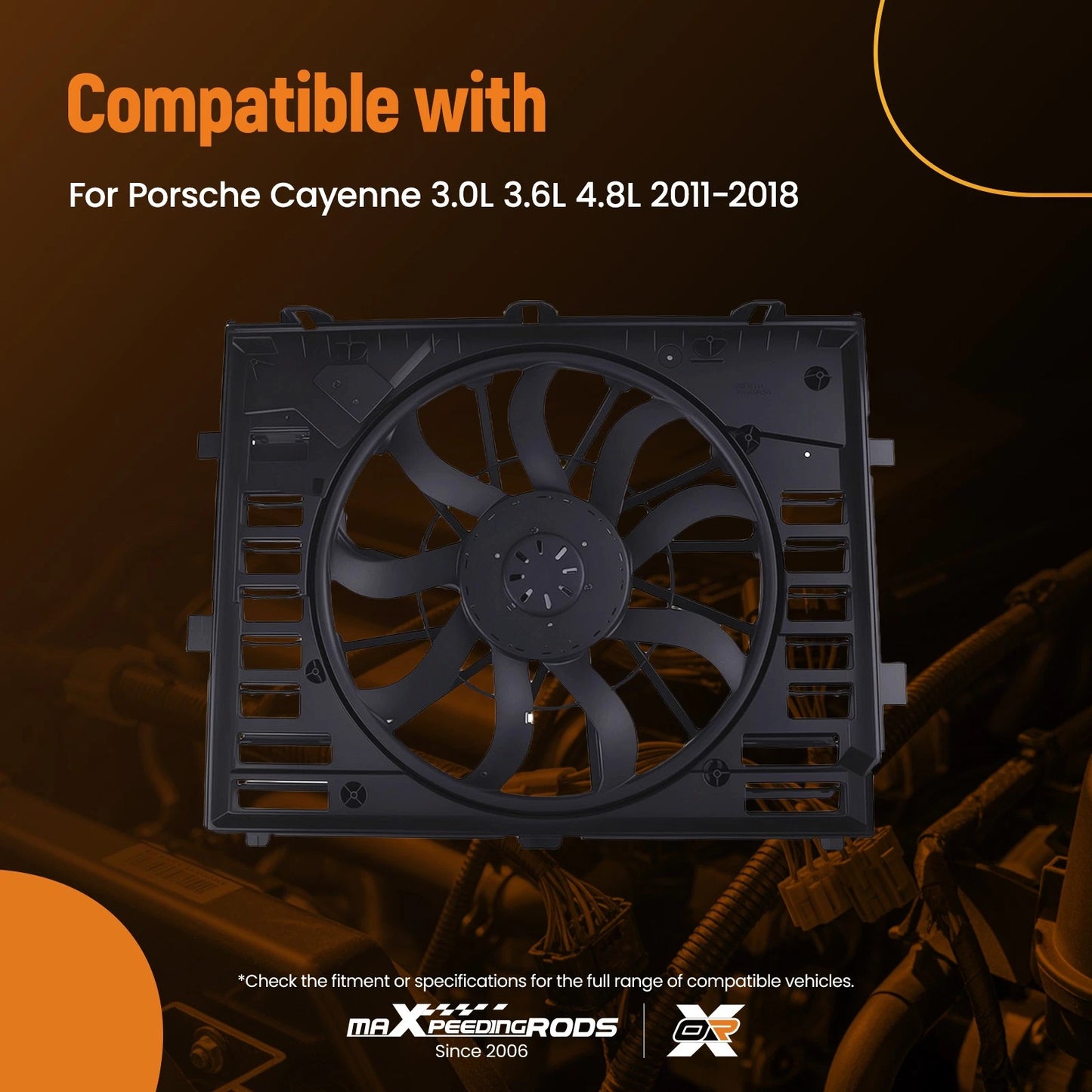Electric Radiator Cooling Fan for Porsche Cayenne 3.0L 3.6L 4.8L (2011–2018)