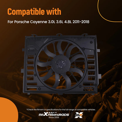 Electric Radiator Cooling Fan for Porsche Cayenne 3.0L 3.6L 4.8L (2011–2018)