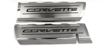 Fuel Rail Covers w/Black Solid Vinyl "CORVETTE" Inlay for 2014-2019 Corvette