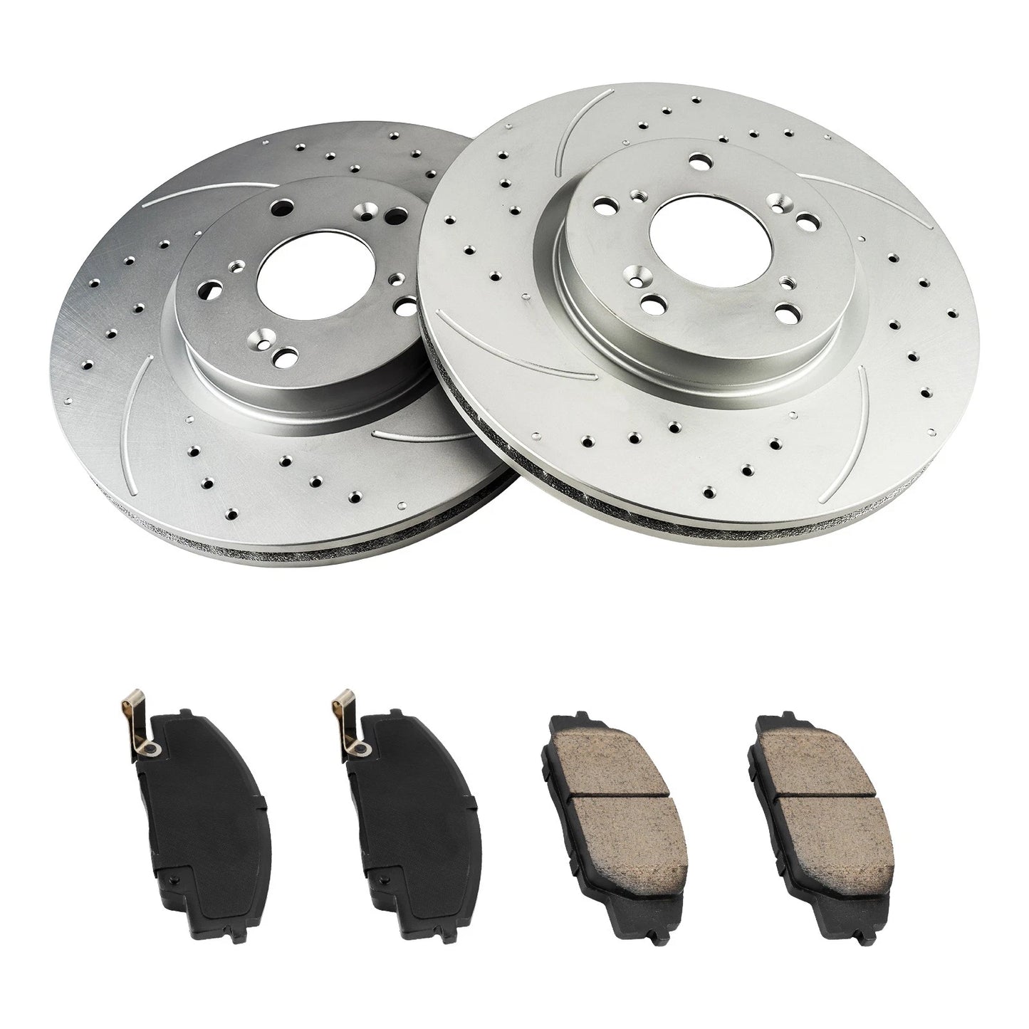 Front Drilled Slotted Brake Rotors and Ceramic Pads for Acura RSX (2002–2006)