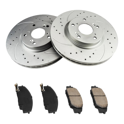 Front Drilled Slotted Brake Rotors and Ceramic Pads for Acura RSX (2002–2006)