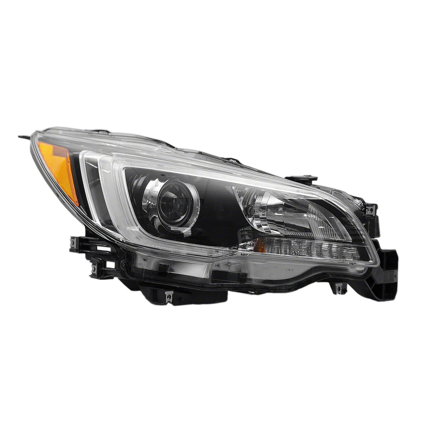 Remanufactured Passenger Halogen Head Light Assembly w/Black Bezel w/Chrome Trim