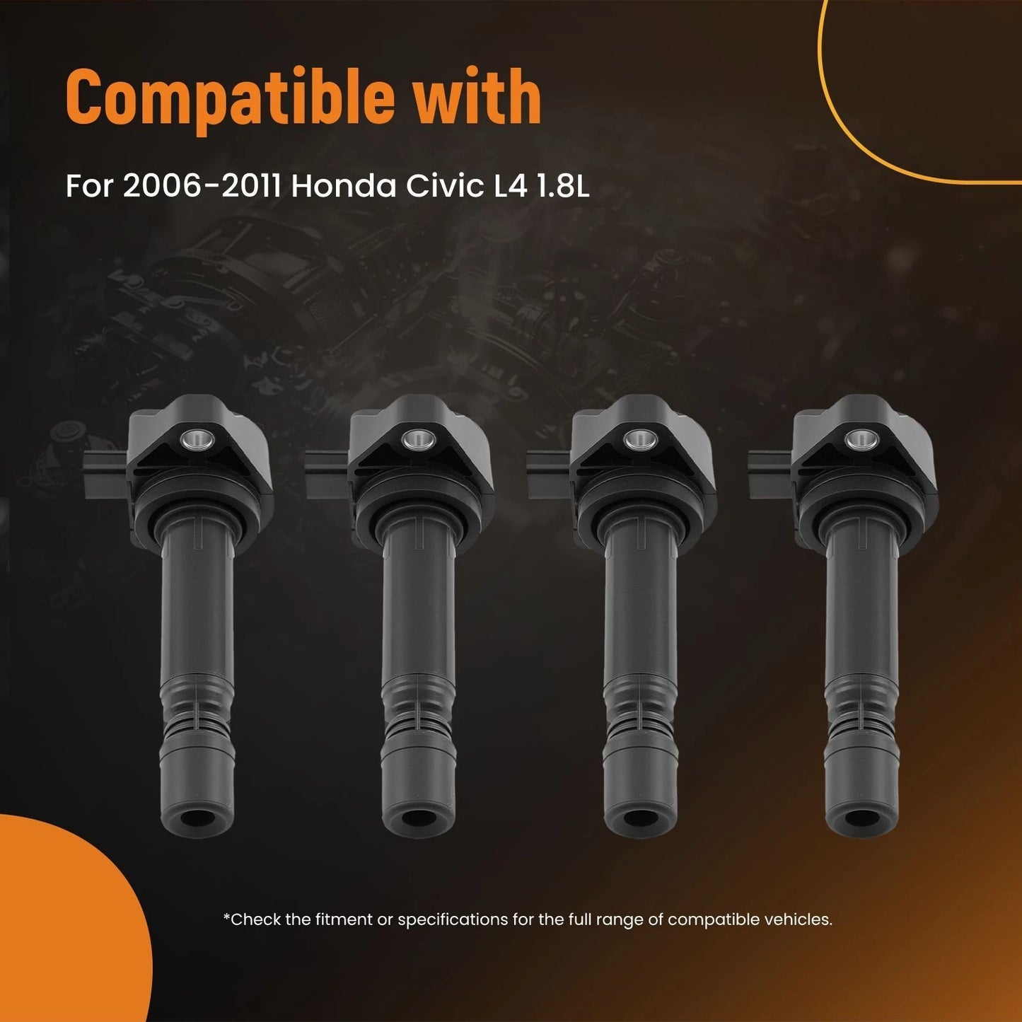 4x Ignition Coil Pack for 2006–2011 Honda Civic 1.8L (GN10324 IC662)