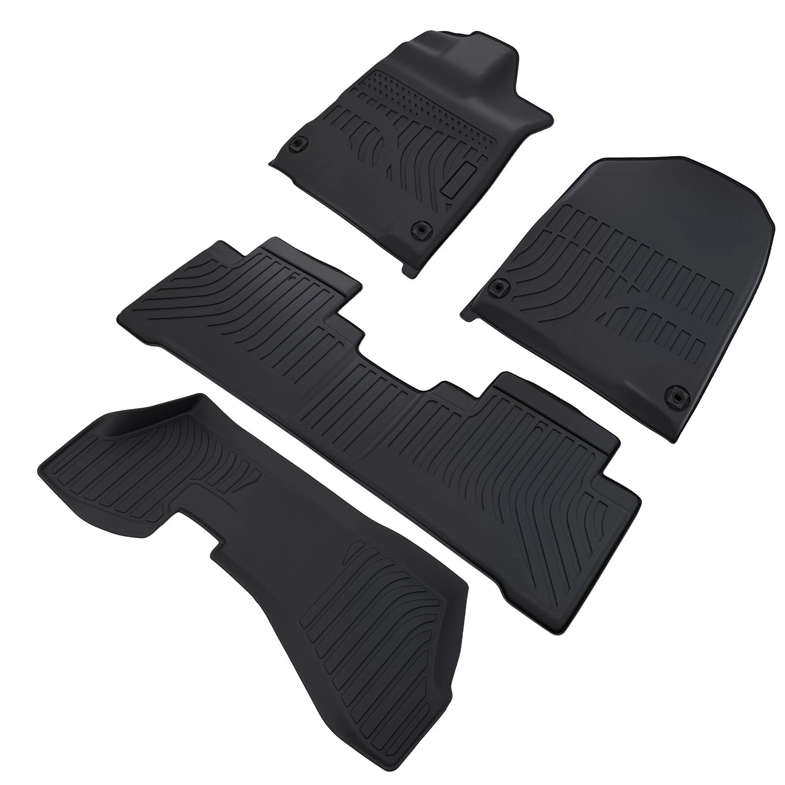 Black All-Weather Floor Mats for Acura MDX (2014–2020) 7 Seater TPE Rubber