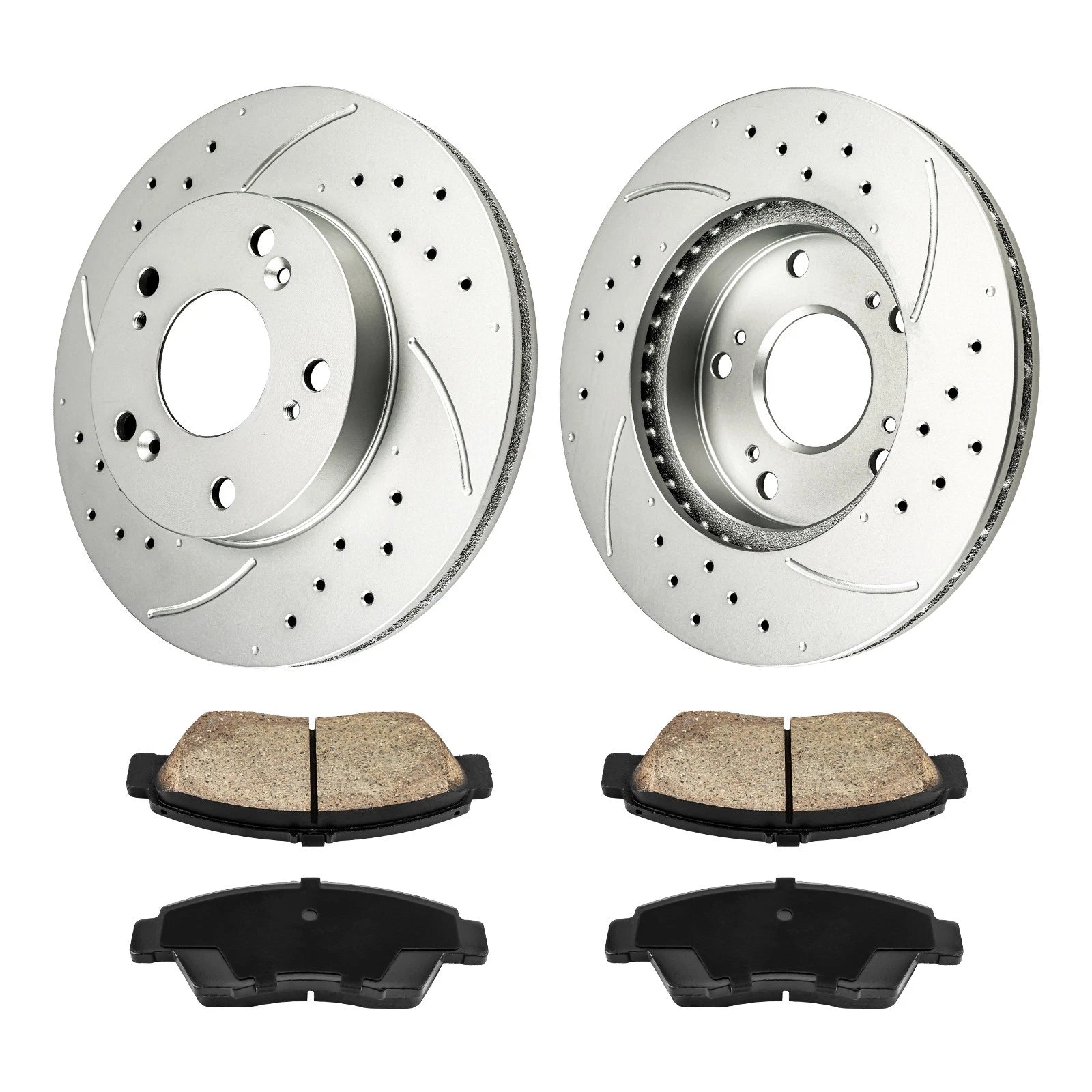 Front Drilled Slotted Rotors Ceramic Pads for 2004–2005 Honda Civic 2.0L